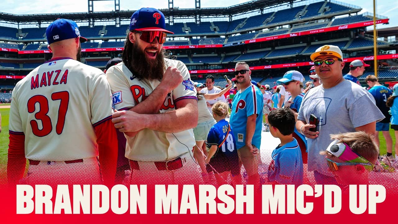 Brandon Marsh MIC'D UP with Phillies Fans at Photo Day!