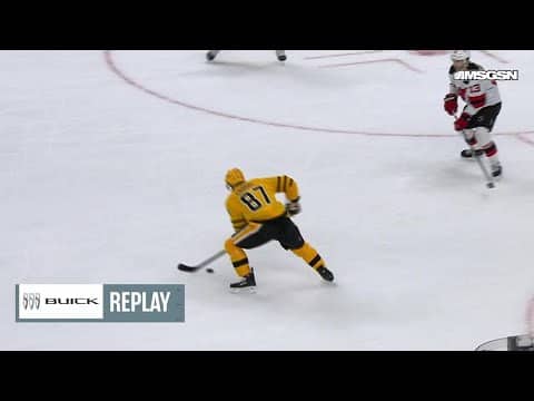 Evgeni Malkin scores a powerplay goal against the New Jersey Devils