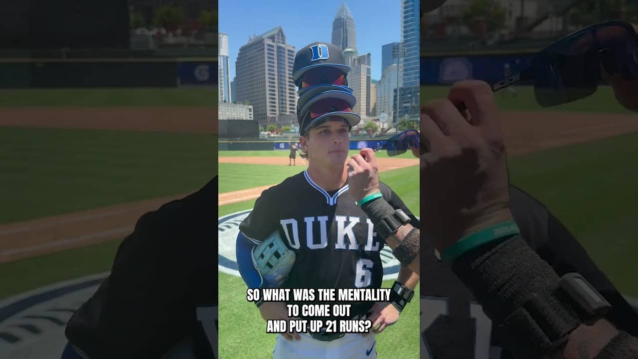 Duke SS Jake Lambdin after a 21-12 win over NC State at the ACC Tournament. #Duke #collegebaseball