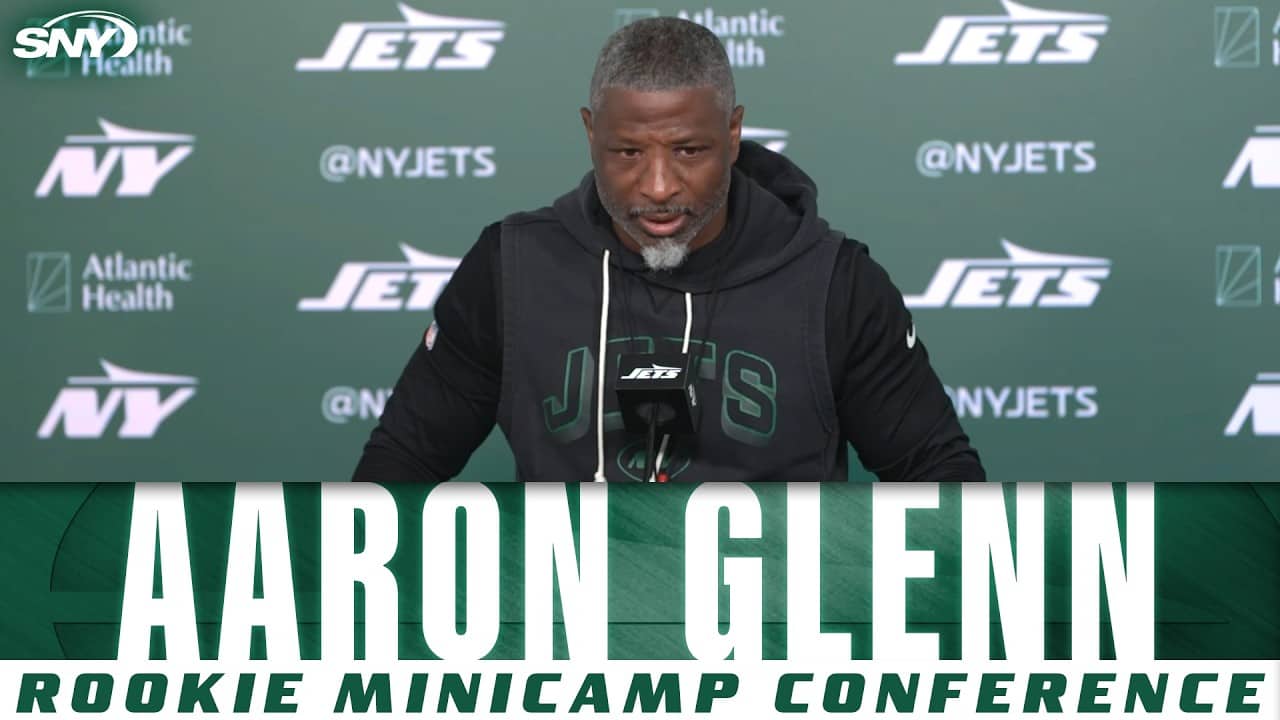 Aaron Glenn on excitement of Jets rookie minicamp, David Bailey, Russell Wilson interest, and more
