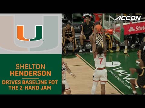 Miami's Shelton Henderson Drives Baseline For the 2-Hand Jam