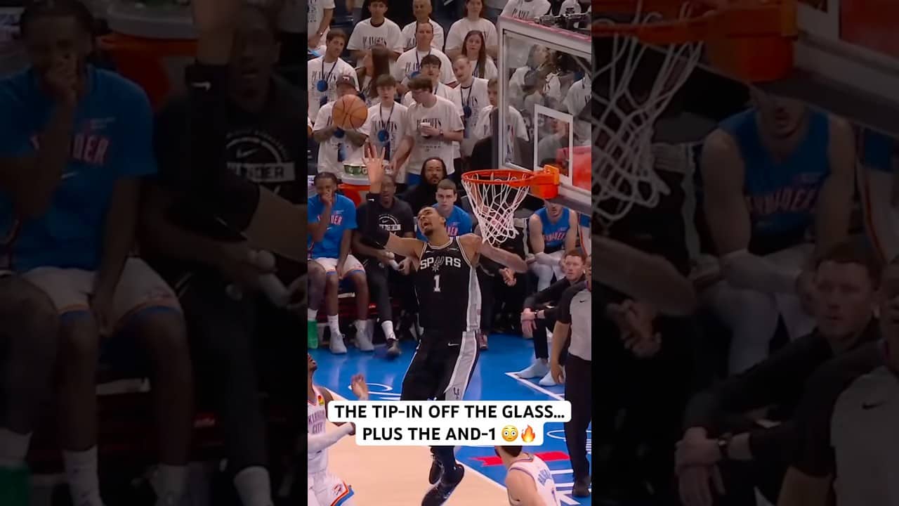 Wemby contorts his body for the tip-in and-1 🔥