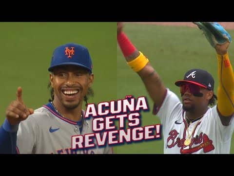 Francisco Lindor and Ronald Acuña Jr. CLOWN each other in the field on back-to-back days 😂