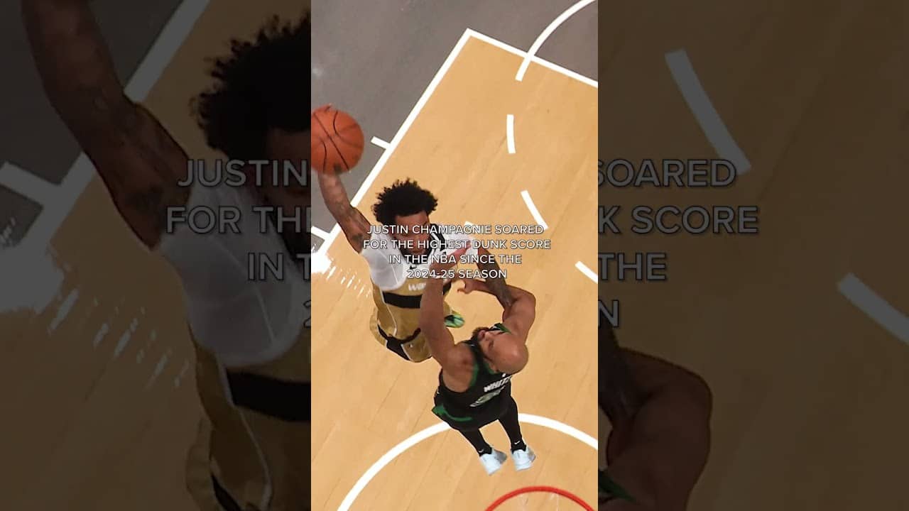 Justin Champagnie now holds the highest dunk score in the NBA 😤 #dunk #highlight #poster #shorts