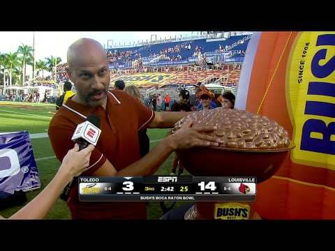 Keegan-Michael Key shows off the Bush's Boca Raton Bowl bean trophy 🫘🏆 | ESPN College Football