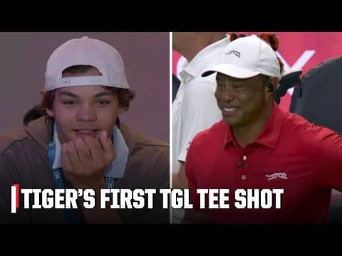Charlie Woods watches Tiger's opening tee shot in the TGL ⛳️ | TGL on ESPN