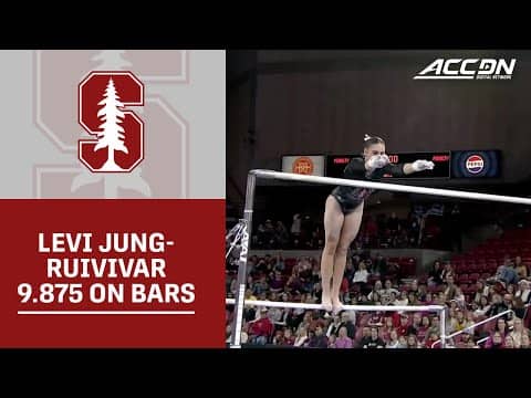 Stanford's Levi Jung-Ruivivar Comes In 1st With A 9.875 On Bars | 2026 ACC Gymnastics