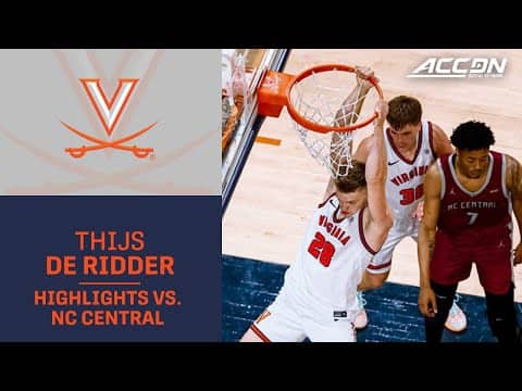 Virginia's Thijis De Ridder Highlights vs. NC Central