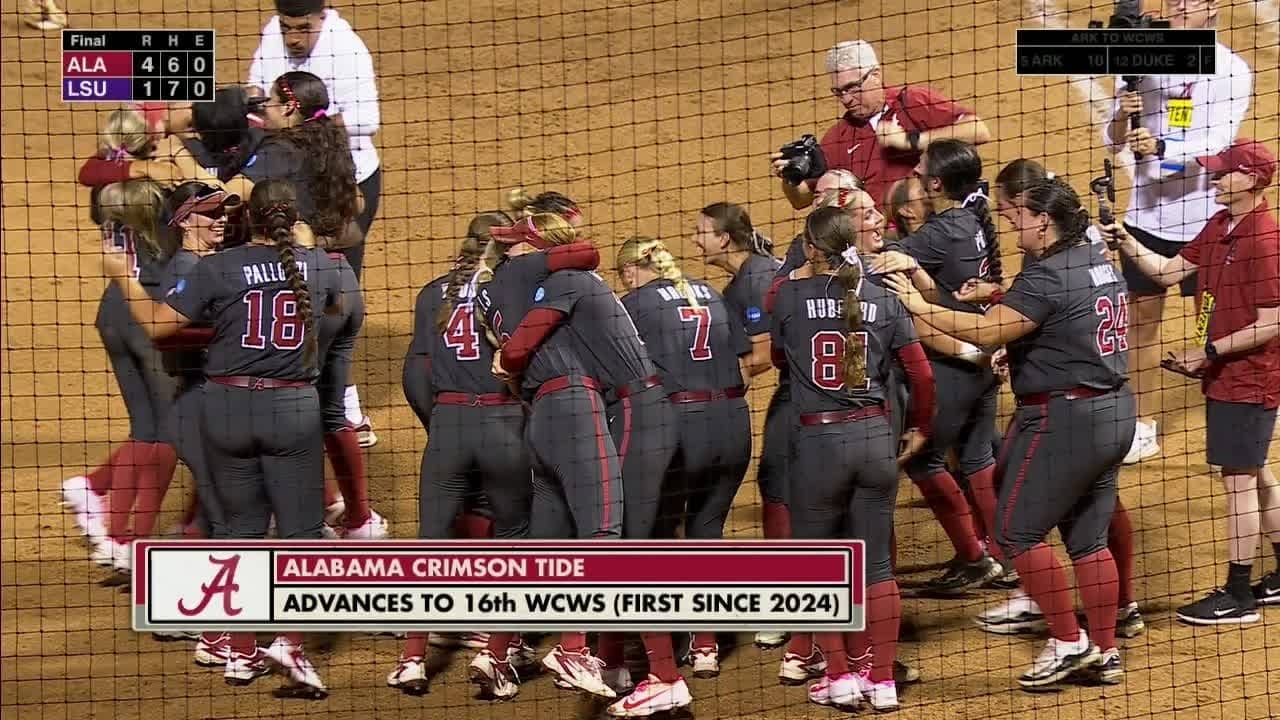 No. 1 Alabama take down LSU to advance to the Women's College World Series | ESPN College Softball