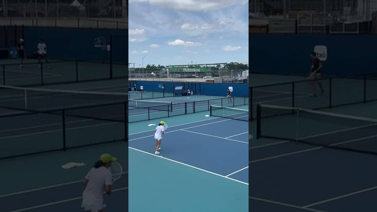 Iga Swiatek's intense baseline drill in Miami Open practice | The work never stops. 💪🎾 #MiamiOpen