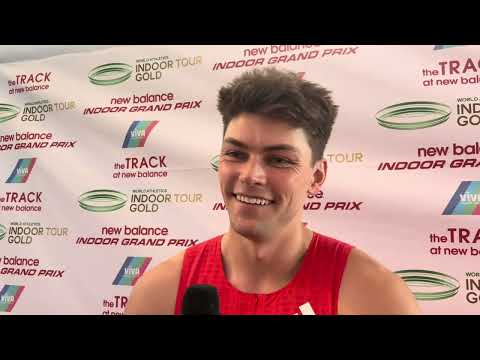Trey Cunningham Reacts to 60mH Win at New Balance Indoor Grand Prix + Shares 2026 Goals