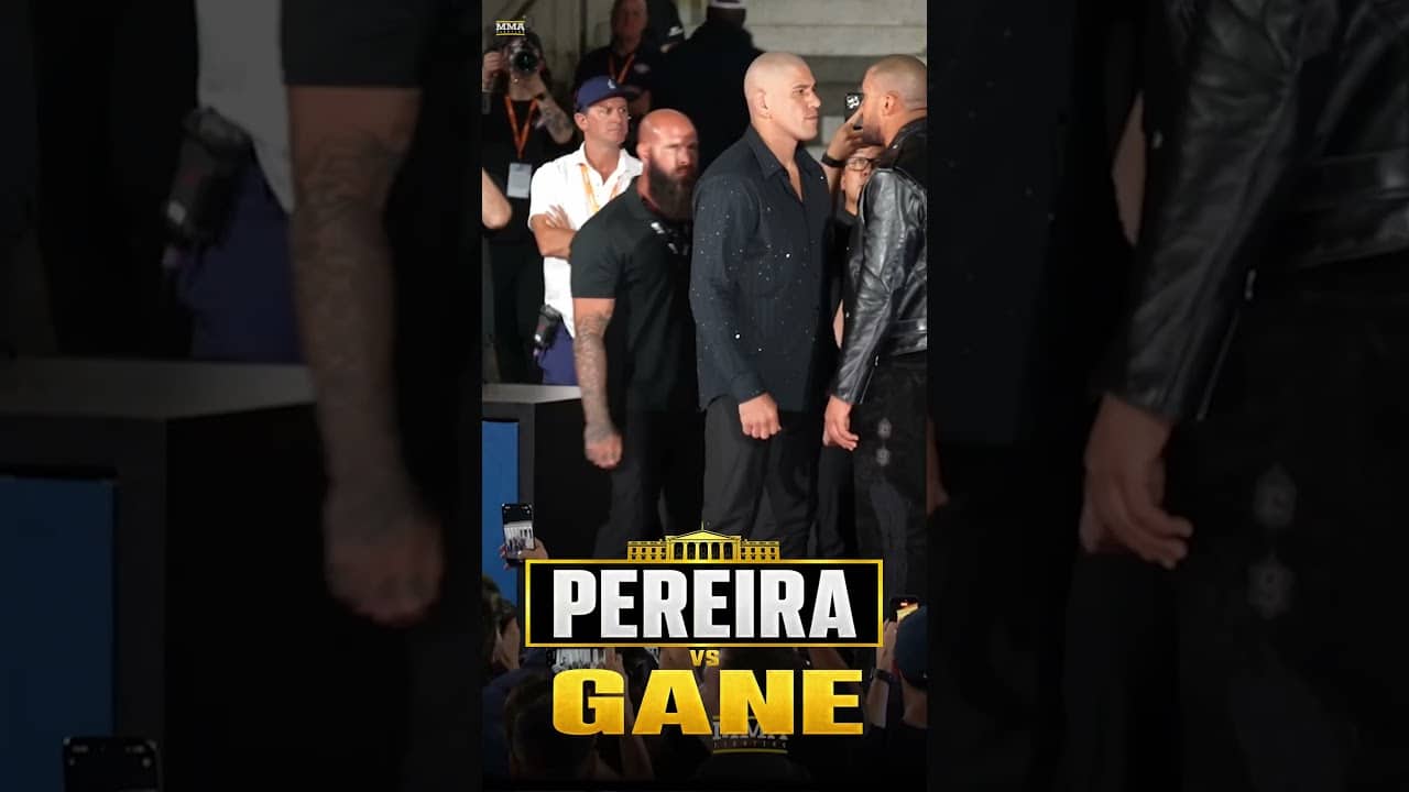INTENSE Alex Pereira vs. Ciryl Gane UFC White House faceoff at Lincoln Memorial - MMA Fighting