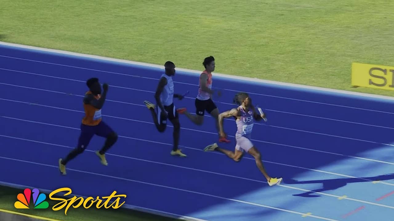 Team USA POWERS to men's 4x100 qualifier win at World Athletics Relays | NBC Sports
