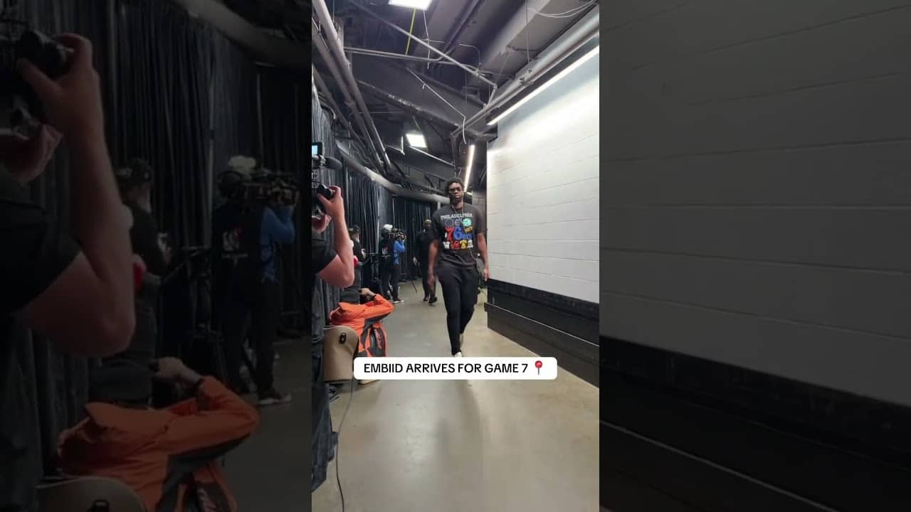 Embiid arrives for Game 7 in Boston🔥