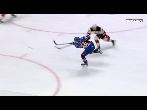 Victor Olofsson scores a goal against the New Jersey Devils