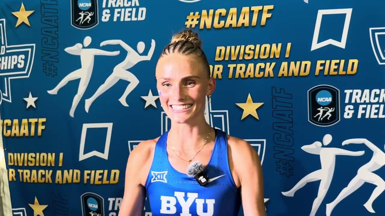 BYU’s Taylor Lovell after winning 2026 NCAA steeple title