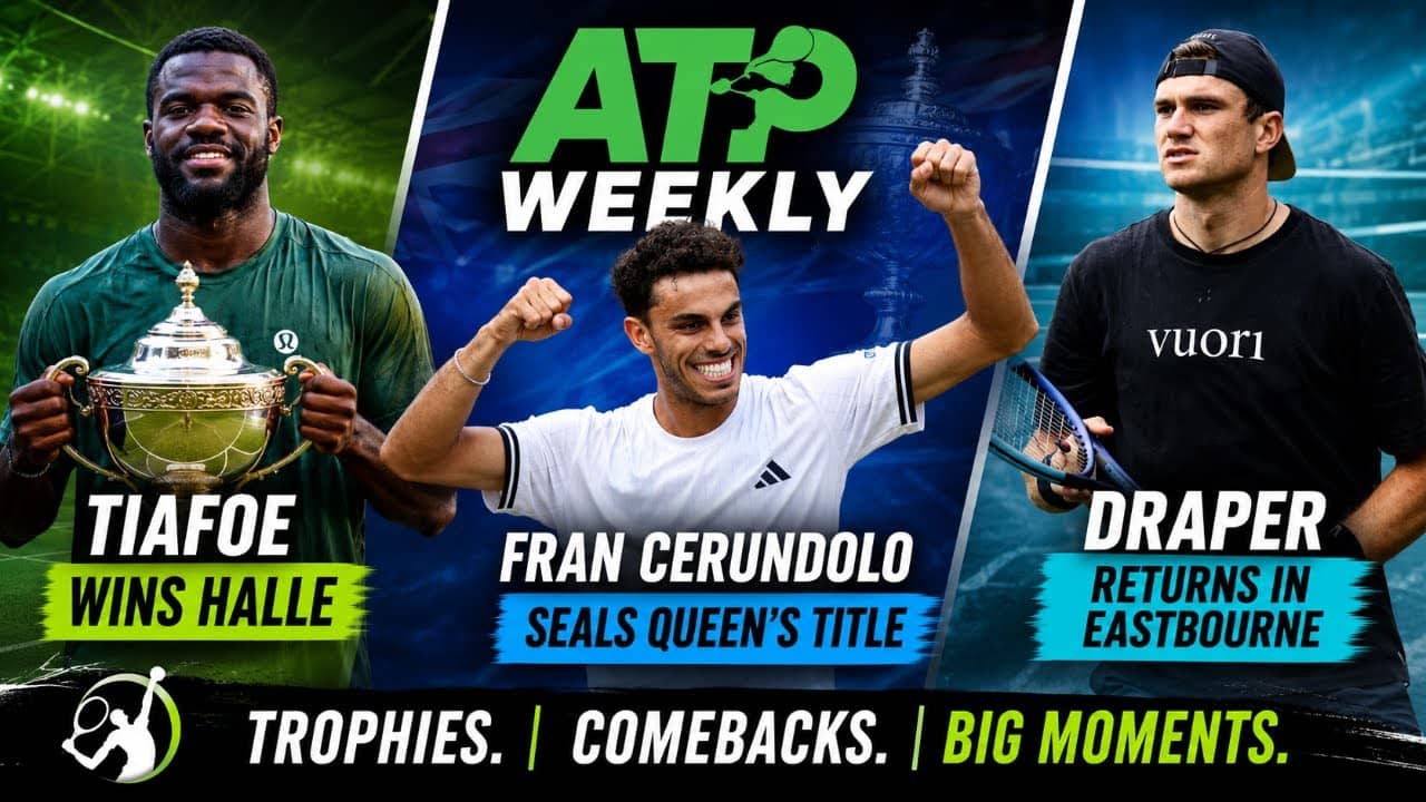 ATP Weekly: Tiafoe wins Halle, Fran Cerundolo seals Queen's title | Draper returns in Eastbourne