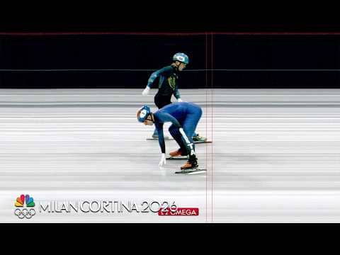 William Dandjinou, Pietro Sighel escape chaos to win 500m heats | Winter Olympics 2026 | NBC Sports