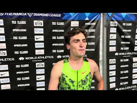 Liam Murphy on his big personal best to win the men’s mile. 