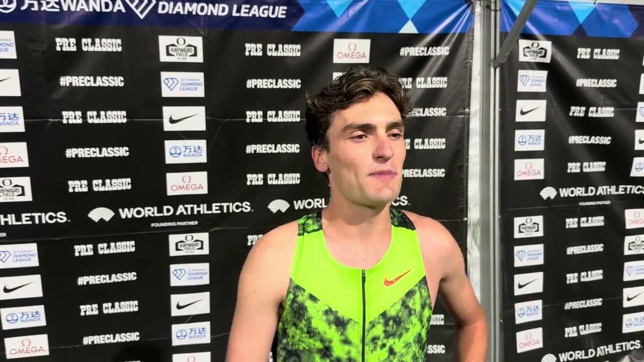 Liam Murphy on his big personal best to win the men’s mile. 
