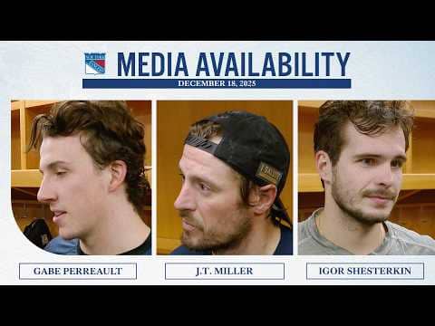 NYR at STL: Gabe Perreault, J.T. Miller & Igor Shesterkin Postgame Availability | Dec. 18, 2025