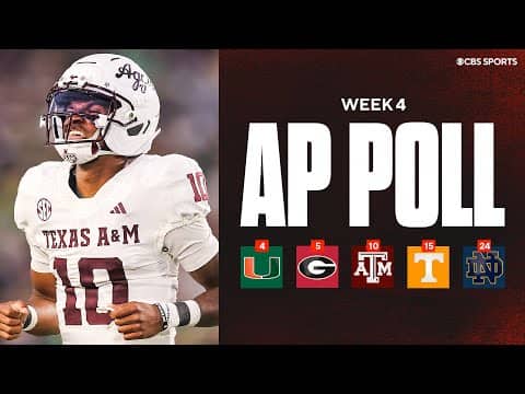 AP Top 25 Poll Released 🚨: 0-2 Notre Dame still ranked, Texas A&M into Top 10, Clemson falls OUT