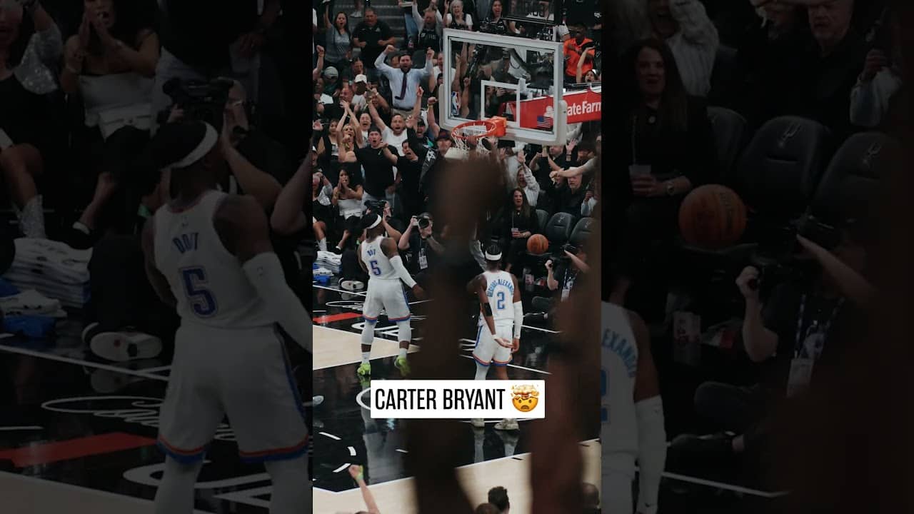 Thought the dunk contest was in February??😳 #CarterBryant #Spurs #NBA #westernconferencefinals