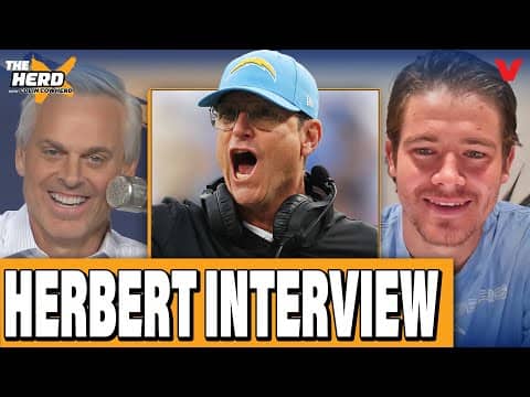 Justin Herbert tells Colin Cowherd about what makes Chargers HC Jim Harbaugh special | THE HERD NFL