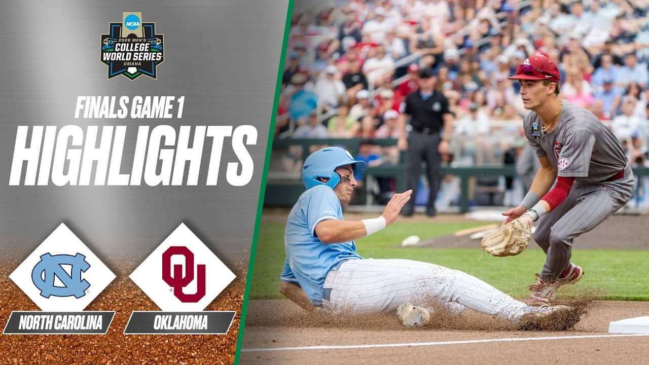 Oklahoma vs. North Carolina: 2026 Men's College World Series finals Game 1 | Extended highlights