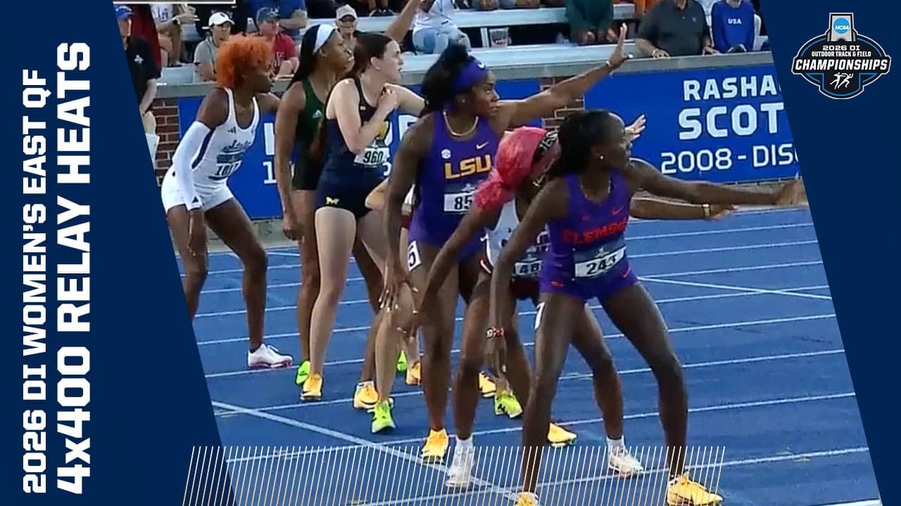 Every women's 4x400 meter relay heat from the 2026 NCAA Division I East First Round track meet