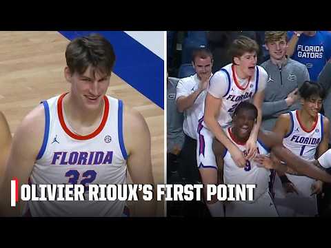 Crowd goes WILD after 7'9" Olivier Rioux scores his first college basketball point | ESPN CBB