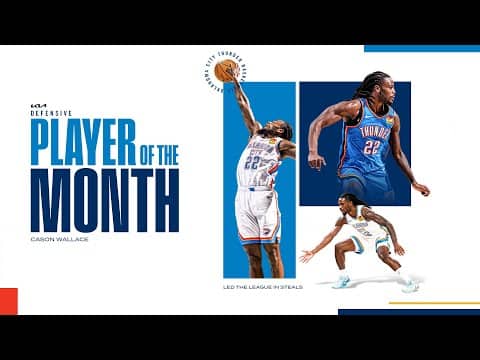 Cason Wallace Named KIA NBA Western Conference Defensive Player of the Month for October/November ⚡️