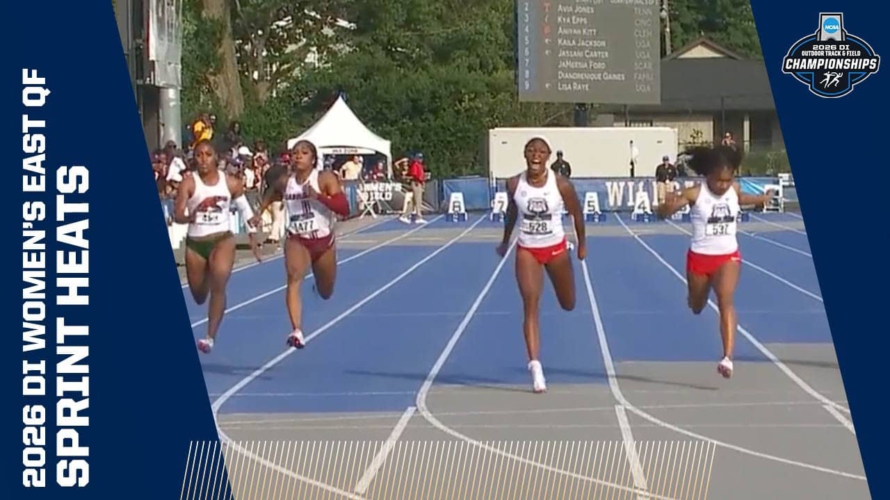 Every women's sprint heat from the 2026 NCAA Division I East Quarterfinal Round track and field meet