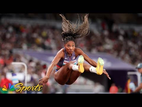 'Hi America!' Tara Davis-Woodhall is one and done in long jump qualifying, onto finals | NBC Sports
