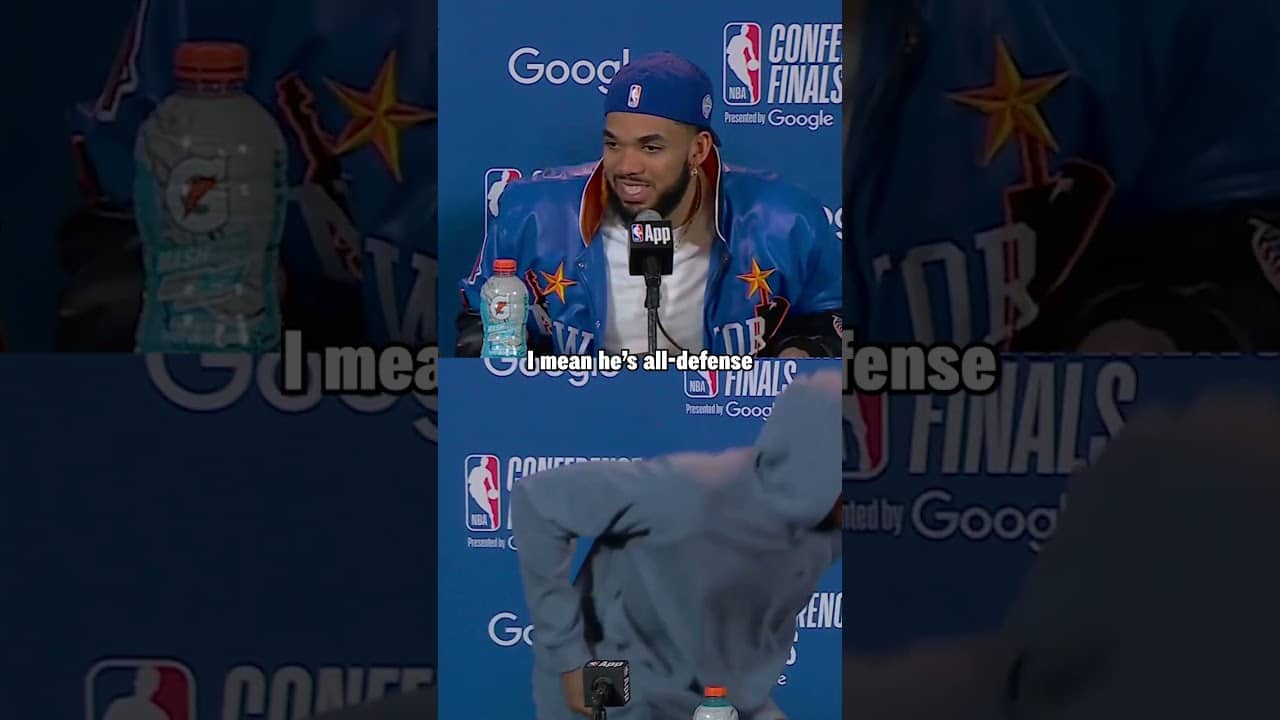 Karl-Anthony Towns didn't forget to bring up OG Anunoby making second-team all-defense to the press🫶