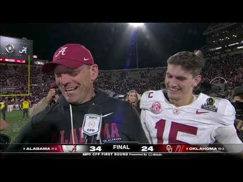 Kalen DeBoer, Ty Simpson & Germie Bernard react to Alabama's CFP win vs. Oklahoma | ESPN CFB