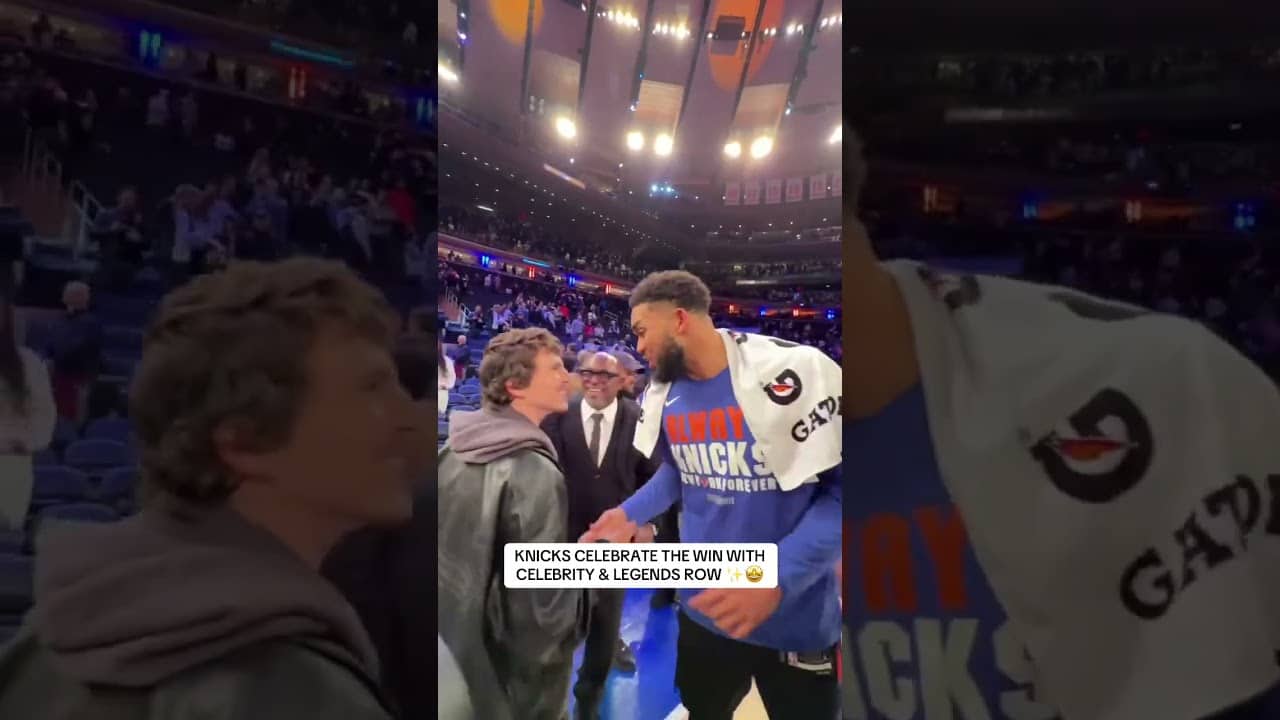 Knicks celebrate the win on celeb & legends row 🤩✨