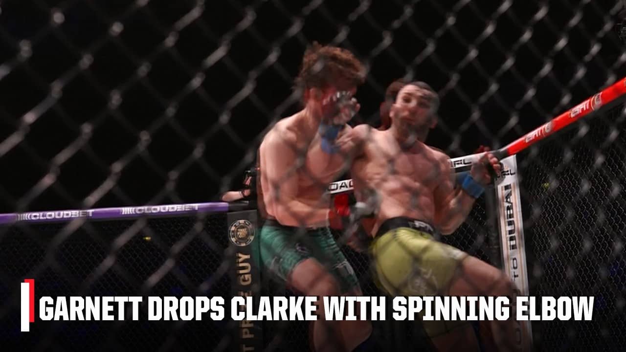 Dean Garnett knocks out Ciaran Clarke with spinning elbow at PFL Belfast | ESPN MMA