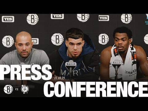 Jordi Fernández, Michael Porter Jr., and Day'Ron Sharpe Postgame Press Conferences vs Boston