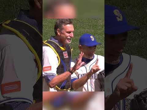 Ichiro (#51) threw out a perfect first pitch to Randy Johnson (#51) 51 mph