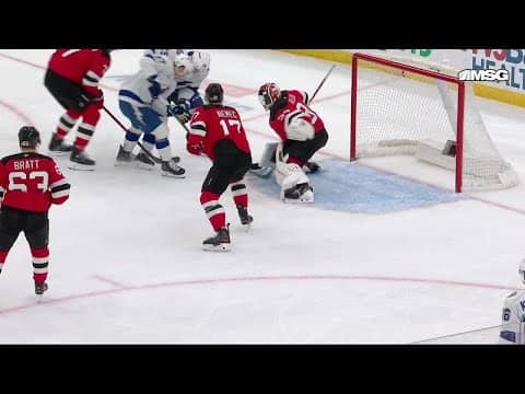 Brandon Hagel scores a goal against the New Jersey Devils