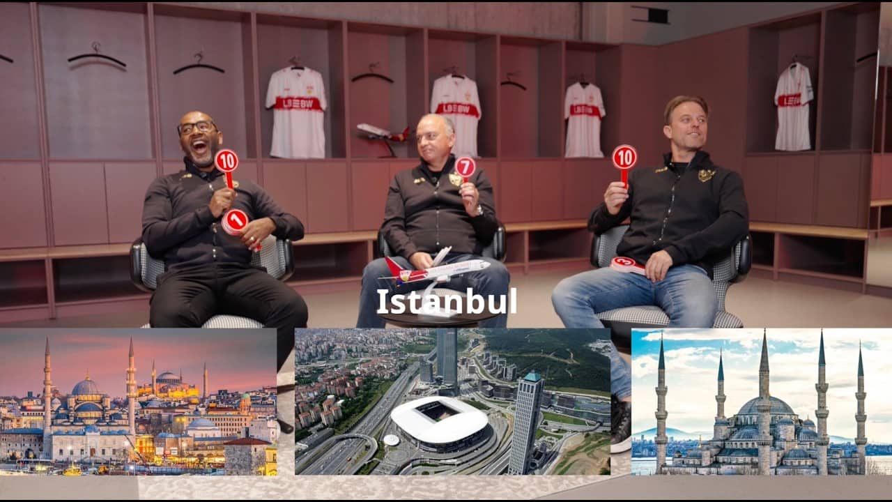 Unsere VfB-Legenden bewerten internationale Stadien | Legendary Travel Folge 3