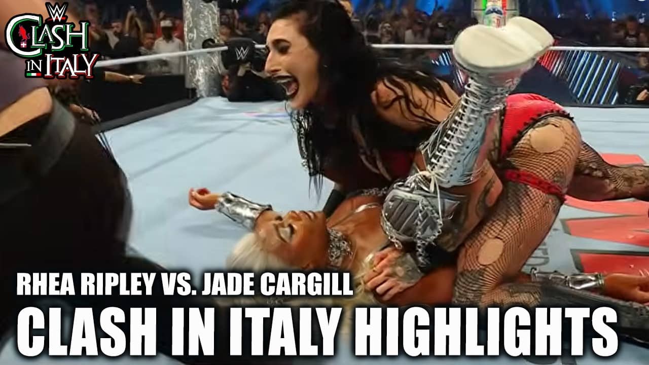 Charlotte Flair helps Rhea Ripley defeat Jade Cargill at WWE Clash in Italy 🤯