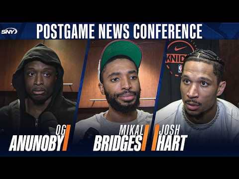 Josh Hart, OG Anunoby & Mikal Bridges discuss the Knicks dominant performance in Game 1 vs the 76ers