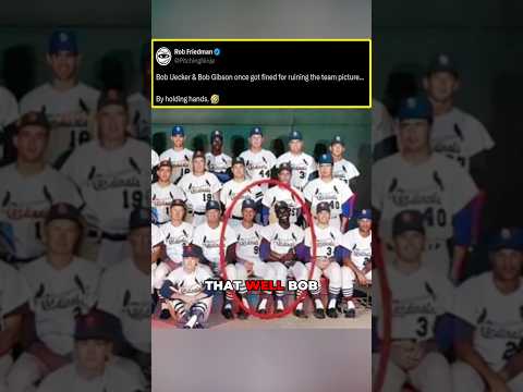 Bob Uecker and Bob Gibson got fined for this team photo…for holding hands! 🤣#mlb #baseball