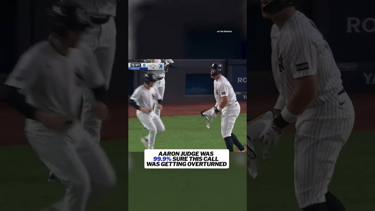Aaron Judge wasted no time walking to first after this challenge #mlb #yankees #aaronjudge