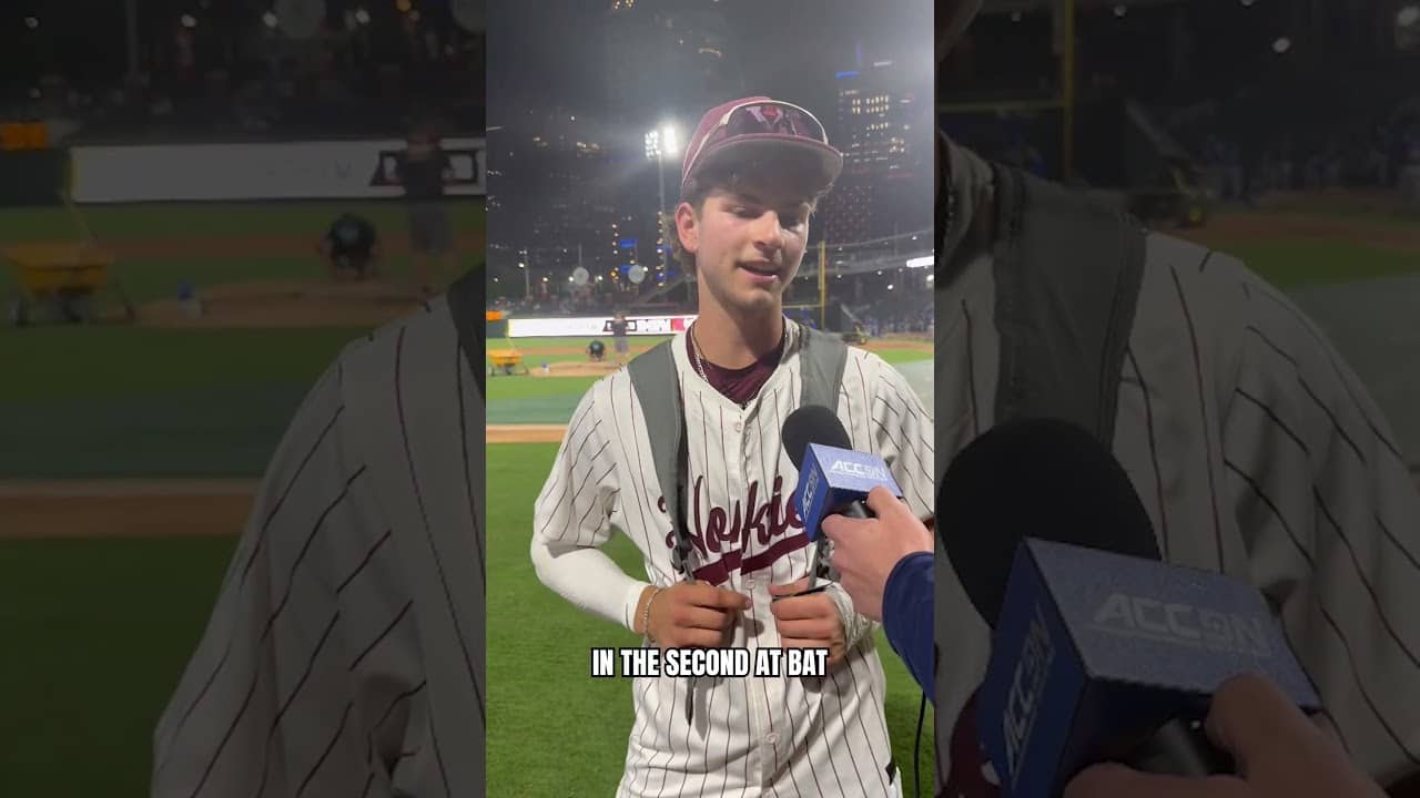 #VirginiaTech second baseman Ethan Ball after a 2-homer day in his ACC Tournament debut 👏 #baseball