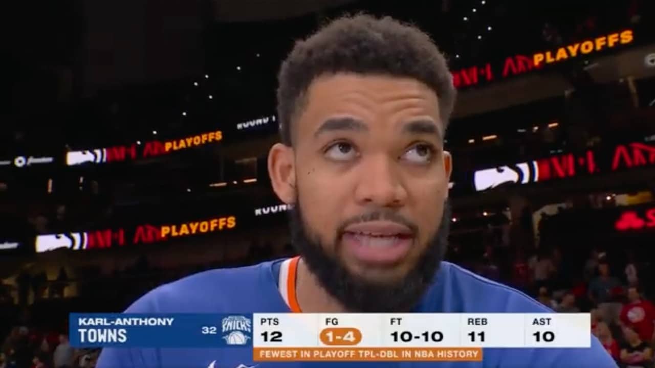 Karl-Anthony Towns reacts to the Knicks' DOMINANT victory over the Hawks in Game 6 | NBA on ESPN