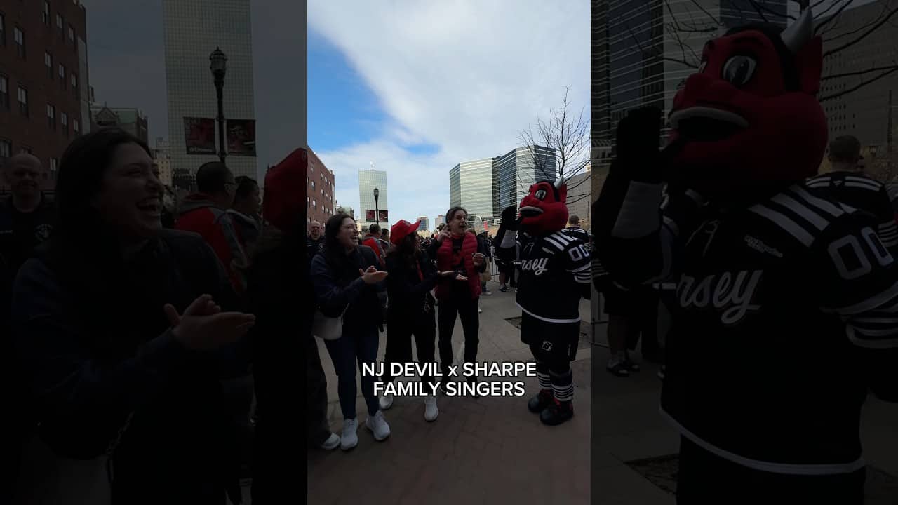 Pitch Perfect🎶 #shorts #njdevils #njdevil #hockey #scale #sharpefamilysingers #singing #mascot #nhl