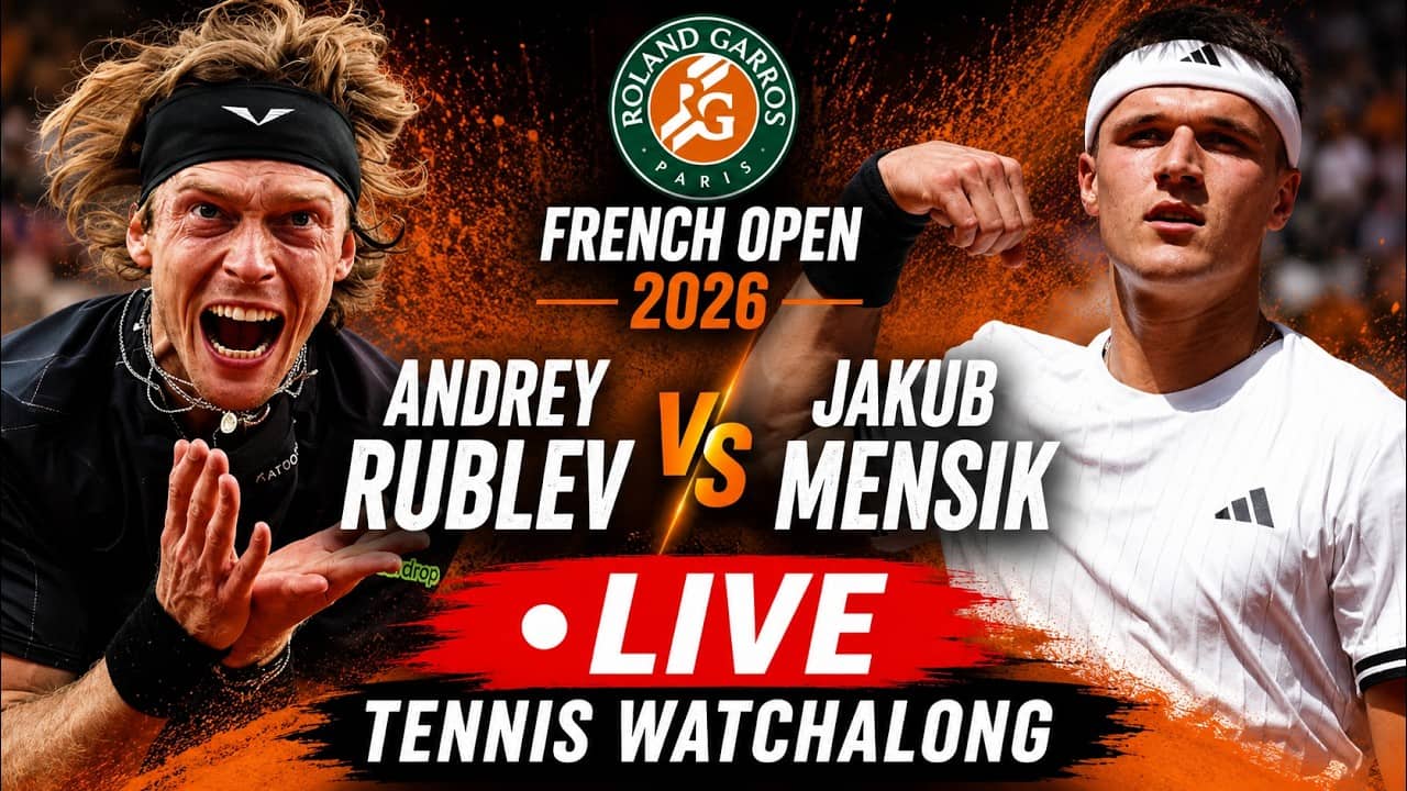 Andrey Rublev vs Jakub Mensik | French Open Round 4 | Roland Garros 2026 | LIVE TENNIS WATCHALONG